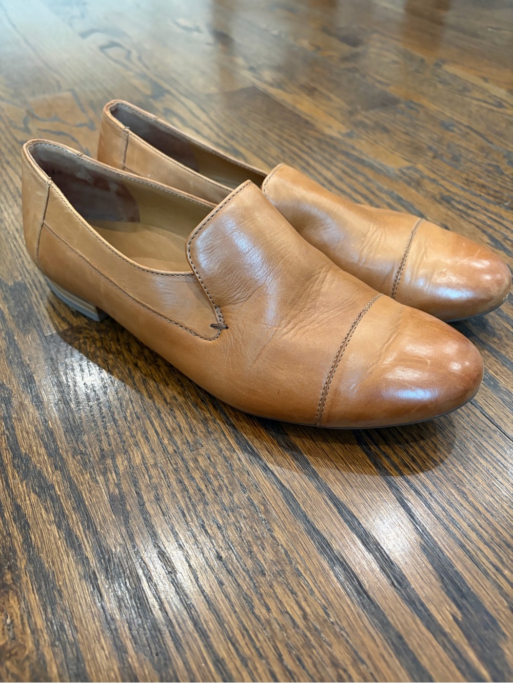 PAUL GREEN Tan Leather Vince Flats Round Toe Slip On Loafers